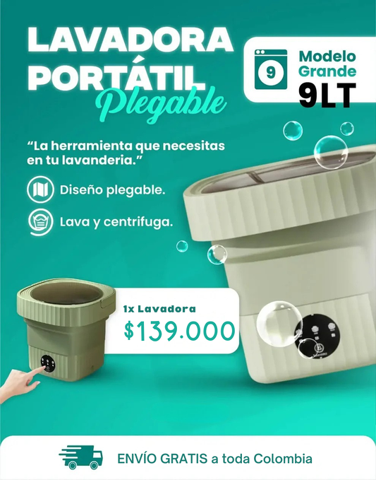 Lavadora Portátil Plegable de 9 litros ® | Versión Original + Accesorios de Regalo